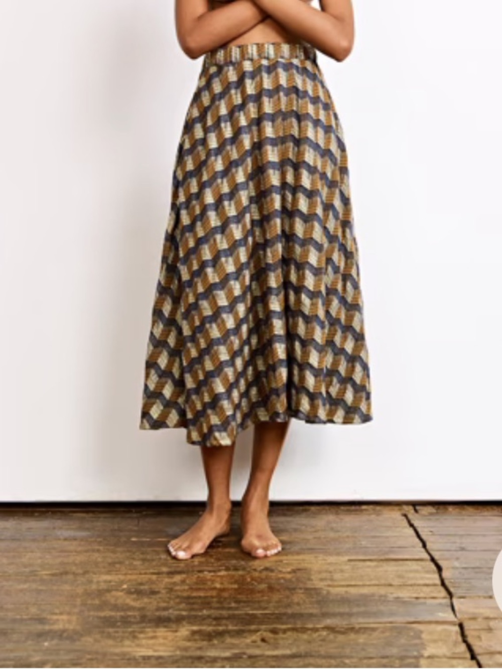 Ace & Jig eileen skirt casino gold metallic zigzag stripes Size Medium